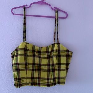 yellow plaid clueless crop top